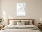 Cockington Village Centre Street Map Poster at A1, as a poster, above a bed