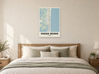 Cocoa Beach Street Map Poster at A1, as a poster, above a bed