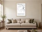 Coedffranc Village Centre Street Map Poster at A1, in a natural wood frame, in a sitting room