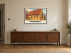 St Nicholas Chapel, Coggeshall Poster at A1, in a black frame, above a sideboard