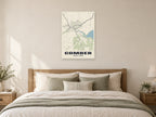 Comber Street Map Poster at A1, as a poster, above a bed