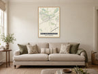 Conisbrough Street Map Poster at A1, in a natural wood frame, in a sitting room
