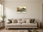 The Castle and Bridge, Conwy Poster at A2, in a natural wood frame, in a sitting room