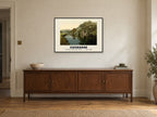 Cliveden Reach and House, Cookham, c. 1890–1900 Heritage Print at A1, in a black frame, above a sideboard