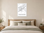 Craigavon Town Centre Street Map Poster at A1, as a poster, above a bed