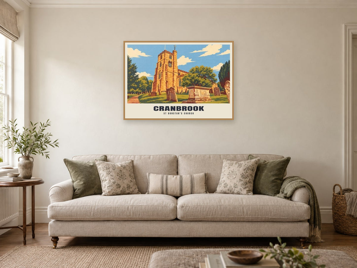 St Dunstan’s Church, Cranbrook Poster at A1, in a natural wood frame, in a sitting room