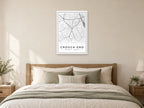 Crouch End Street Map Poster at A1, as a poster, above a bed