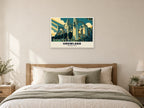 Crowland Abbey Poster at A1, as a poster, above a bed
