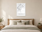 Cumbernauld Town Centre Street Map Poster at A1, as a poster, above a bed