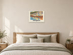 Dartmouth named Retro Railway print at A2, as a poster, above a bed