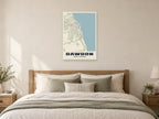 Dawdon Street Map Poster at A1, as a poster, above a bed
