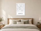 Dawley Town Centre Street Map Poster at A1, as a poster, above a bed