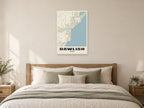 Dawlish Street Map Poster at A1, as a poster, above a bed
