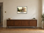The Castle, Denbigh, 1890s Heritage Print at A2, in a black frame, above a sideboard
