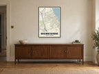 Deneside Street Map Poster at A1, in a black frame, above a sideboard