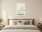 Deposit Street Map Poster at A1, as a poster, above a bed