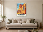 Dewsbury Minster Poster at A1, in a natural wood frame, in a sitting room