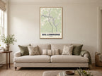 Dillenburg Street Map Poster at A1, in a natural wood frame, in a sitting room