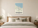 Douarnenez Street Map Poster at A1, as a poster, above a bed