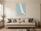 Duck Street Map Poster at A1, in a natural wood frame, in a sitting room