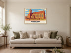 Dunblane Cathedral Poster at A1, in a natural wood frame, in a sitting room