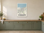 Dunkirk Street Map Poster at A1, in a white frame, in a kitchen