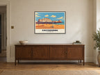 Eastbourne Pier Poster at A1, in a black frame, above a sideboard