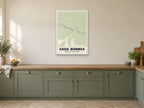 Eaux-Bonnes Street Map Poster at A1, in a white frame, in a kitchen