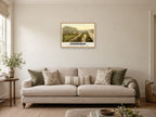 The Castle from the Scott Monument, Edinburgh Poster at A2, in a natural wood frame, in a sitting room