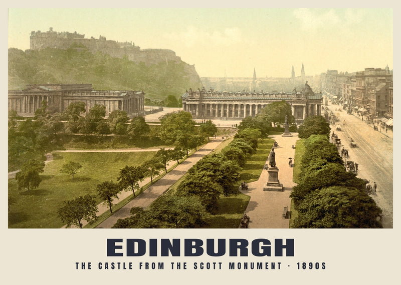 El Castillo de Edimburgo y Princes Street, c. 1890-1900 Lámina patrimonial