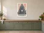 The Scott Monument, Edinburgh Poster at A1, in a white frame, in a kitchen