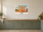 Elgin Cathedral Poster at A1, in a white frame, in a kitchen
