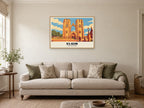 Elgin Cathedral Poster at A1, in a natural wood frame, in a sitting room