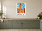 Ely Cathedral Poster at A1, in a white frame, in a kitchen