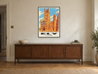 Ely Cathedral Poster at A1, in a black frame, above a sideboard
