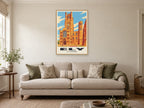 Ely Cathedral Poster at A1, in a natural wood frame, in a sitting room