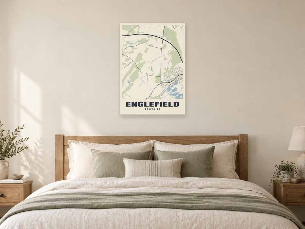 Englefield Street Map Poster at A1, as a poster, above a bed