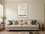 Euxton Street Map Poster at A1, in a natural wood frame, in a sitting room