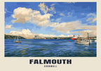 Falmouth Gouache art print with FALMOUTH and CORNWALL name band
