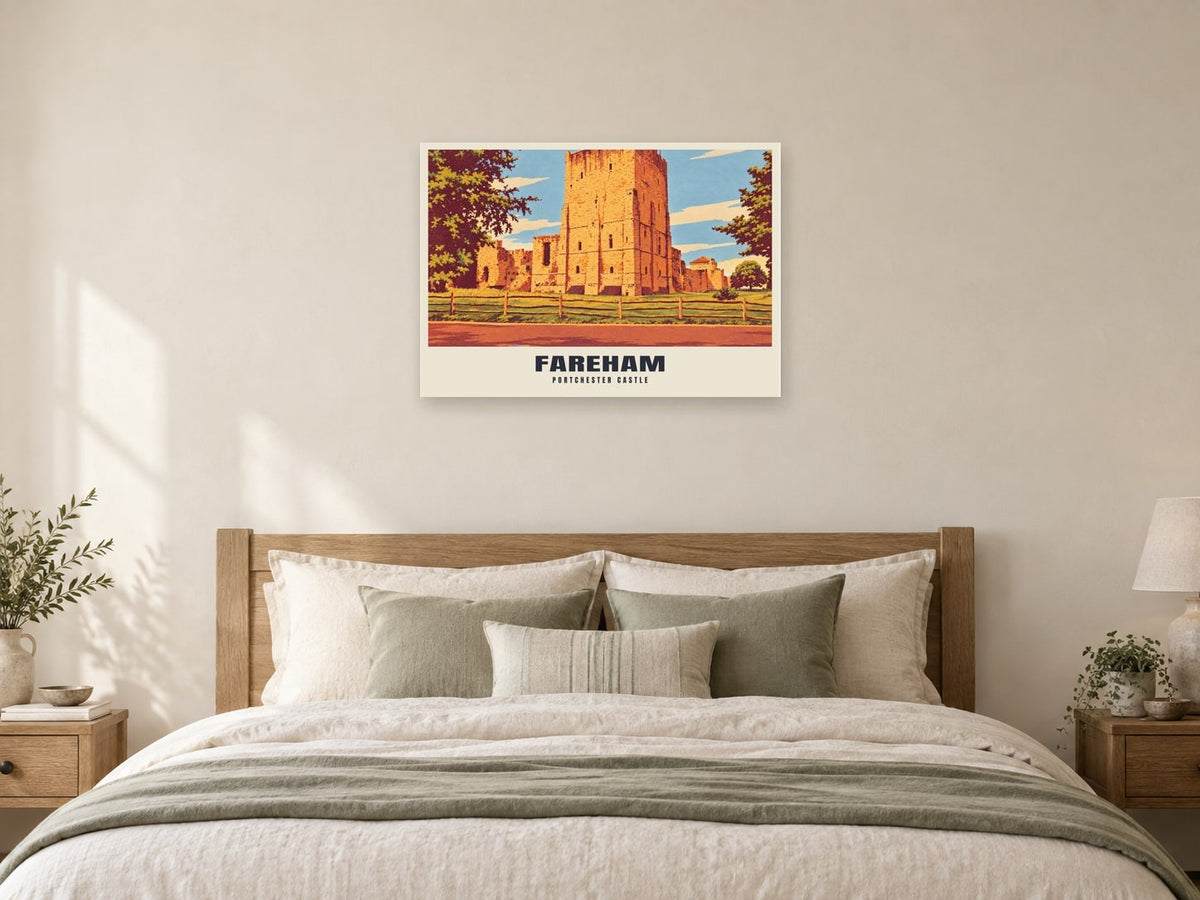 Portchester Castle, Fareham Poster at A1, as a poster, above a bed