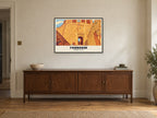Farnham Castle Poster at A1, in a black frame, above a sideboard