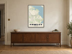 Fawley Street Map Poster at A1, in a black frame, above a sideboard