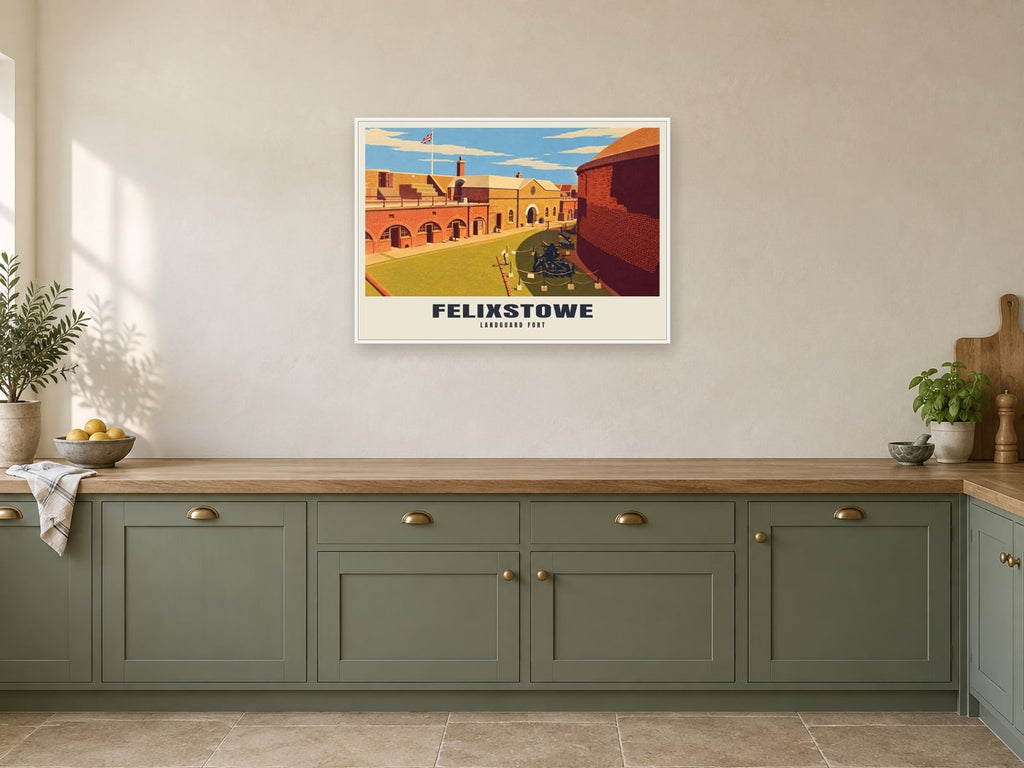 Landguard Fort, Felixstowe Poster at A1, in a white frame, in a kitchen