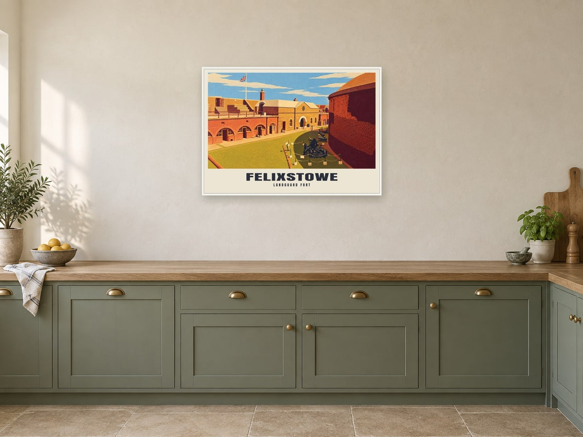 Landguard Fort, Felixstowe Poster at A1, in a white frame, in a kitchen