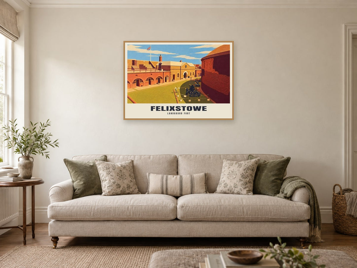 Landguard Fort, Felixstowe Poster at A1, in a natural wood frame, in a sitting room