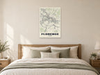 Florence Street Map Poster at A1, as a poster, above a bed
