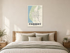 Formby Street Map Poster at A1, as a poster, above a bed
