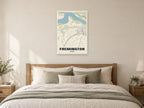 Fremington Street Map Poster at A1, as a poster, above a bed