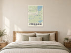 Füssen Street Map Poster at A1, as a poster, above a bed