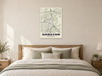 Garston Street Map Poster at A1, as a poster, above a bed